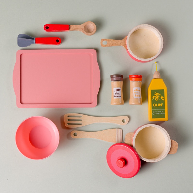 Kitchen Corner Wooden Cookware 12 Piece Playset 5 Kitchen Corner Wooden Cookware 12 Piece Playset