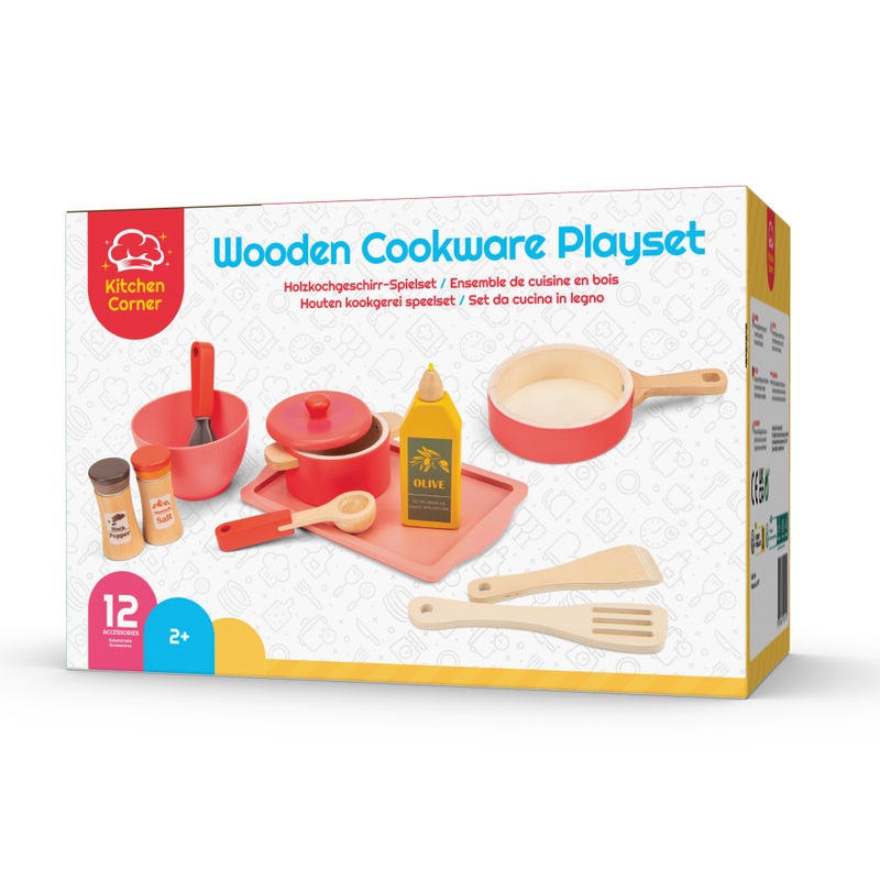 Kitchen Corner Wooden Cookware 12 Piece Playset 8 Kitchen Corner Wooden Cookware 12 Piece Playset