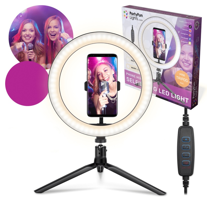 Party Fun Lights Ring Light LED Selfie Kit with Phone Holder