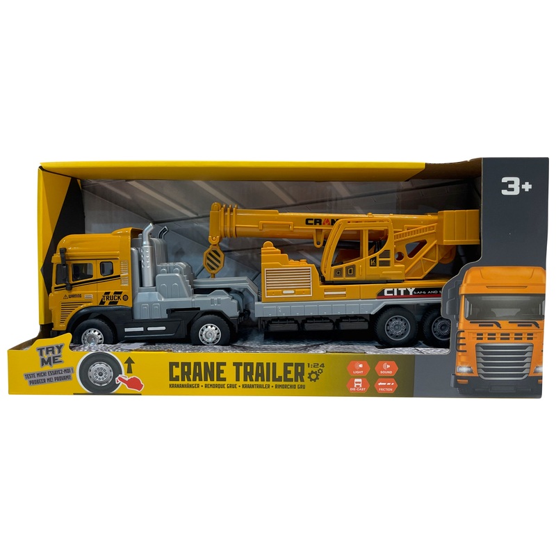 Diecast Lights and Sounds Crane Trailer Truck 1:24 Scale 4 Diecast Lights and Sounds Crane Trailer Truck 1:24 Scale