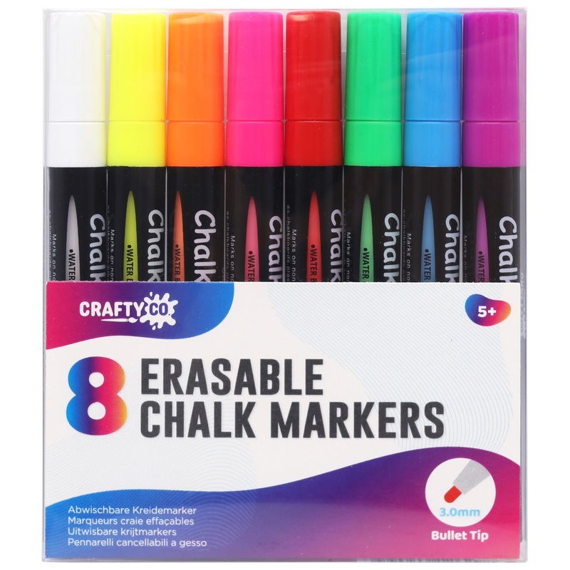 Crafty Co. Erasable Chalk Markers 8 Pack