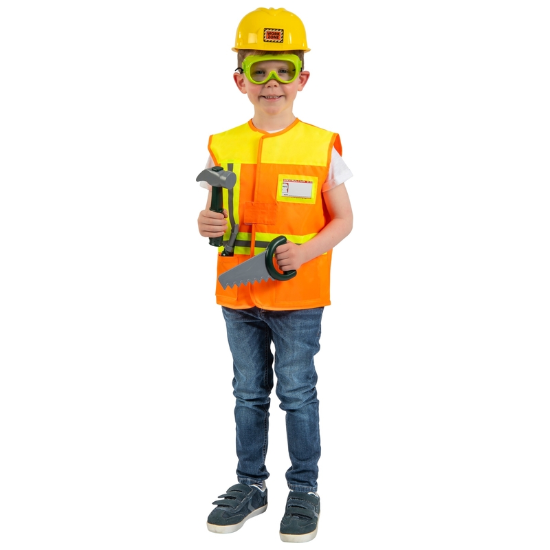 Construction Worker Costume and Accessories Dress-Up Set