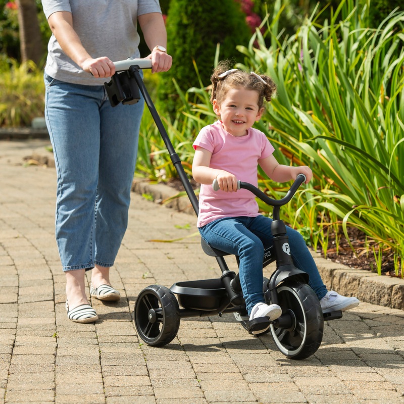 QPlay Elite Pro 2-in-1 Trike with Push Bar Black 2 QPlay Elite Pro 2-in-1 Trike with Push Bar Black