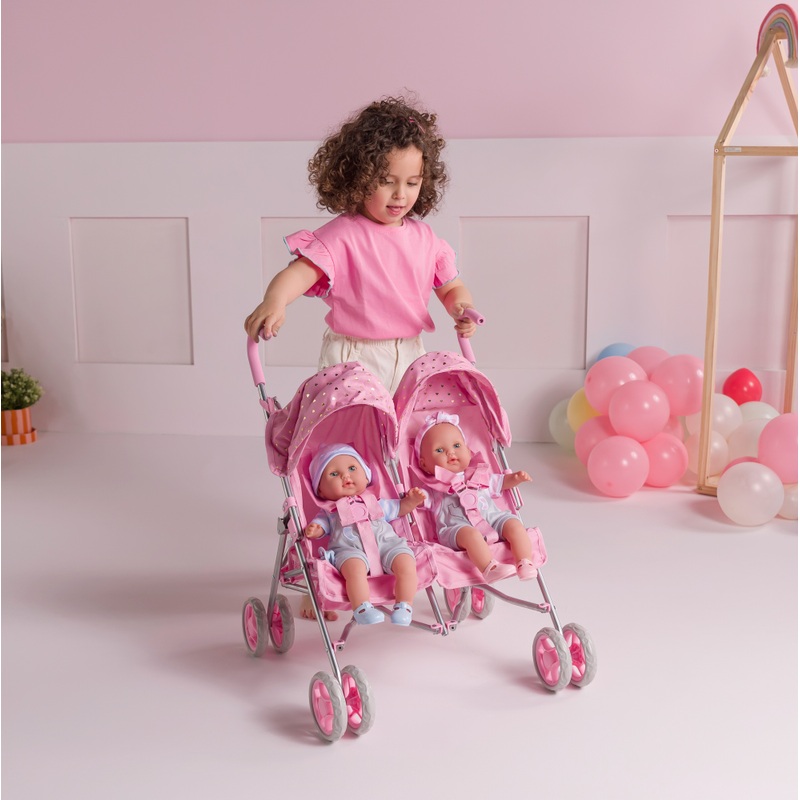 Ivy & Lily Baby Doll Twin Stroller Pink