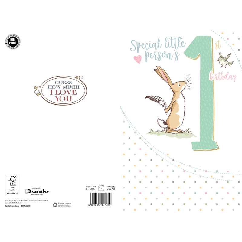 Rabbit and Bird 1st Birthday Card