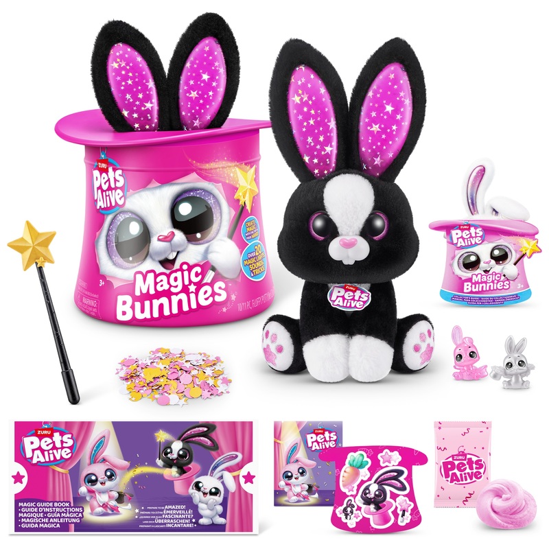 Pets Alive by ZURU Magic Bunnies Interactive Plush Set Sootie Black