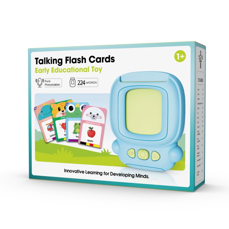 Talking Flash Cards Early Educational Toy Blue 4 Talking Flash Cards Early Educational Toy Blue