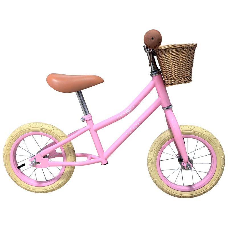 12 Inch Mia Balance Bike with Basket Pink