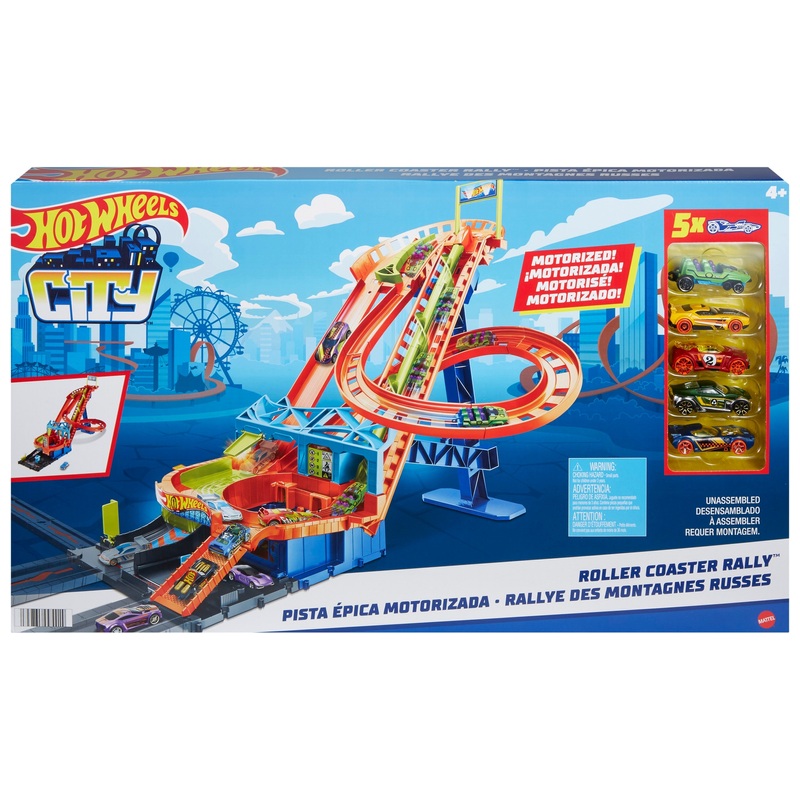 Hot Wheels City Roller Coaster Rally Playset with 5 Die-Cast Cars 6 Hot Wheels City Roller Coaster Rally Playset with 5 Die-Cast Cars