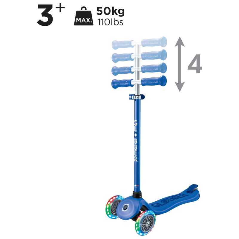 Globber Primo Plus Lights Scooter Navy Blue 5 Globber Primo Plus Lights Scooter Navy Blue