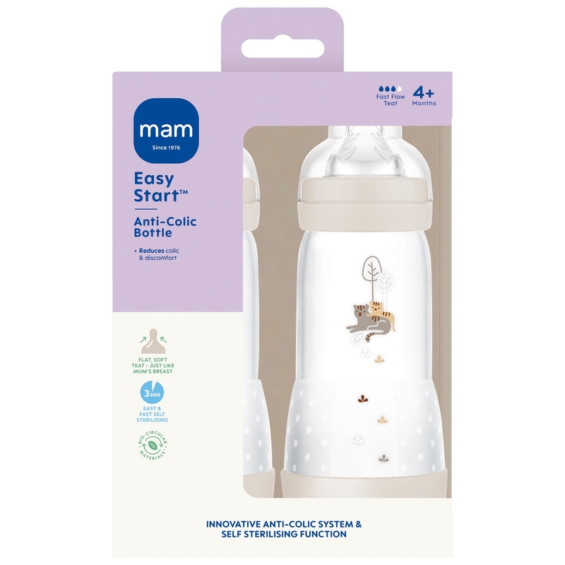 MAM Easy Start Self-Sterilising Anti-Colic 320ml Baby Bottles 2 Pack 2 MAM Easy Start Self-Sterilising Anti-Colic 320ml Baby Bottles 2 Pack