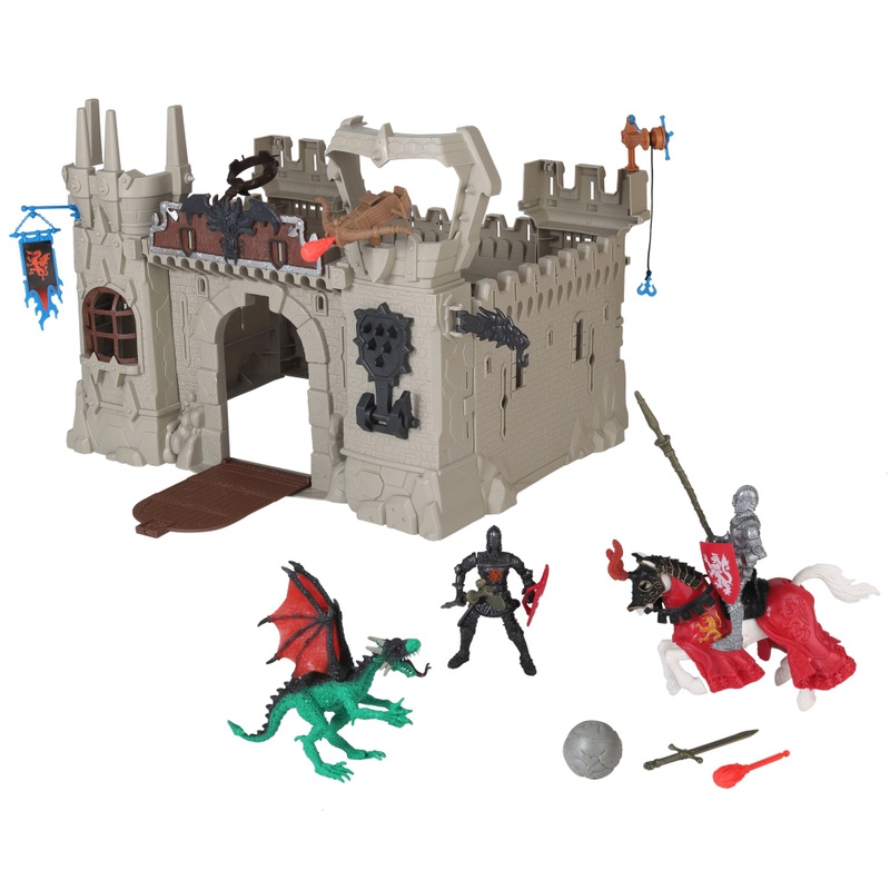 Medieval Kingdom Playset Trebuchet Castle with Knight Action Figures Deluxe