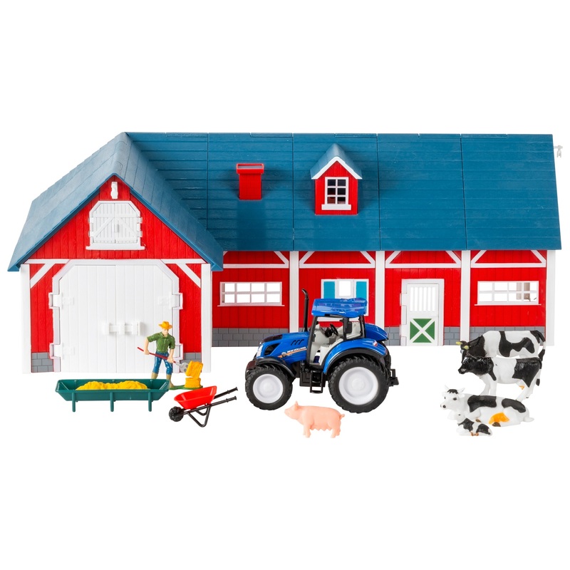 Big Harvest Farm 1:32 Red Barn Playset with New Holland Tractor