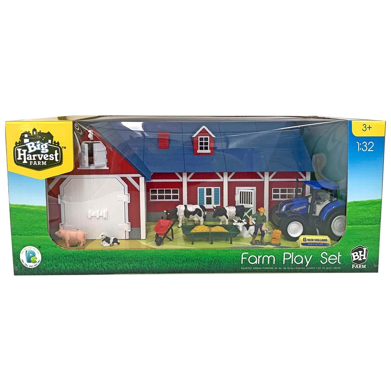 Big Harvest Farm 1:32 Red Barn Playset with New Holland Tractor 4 Big Harvest Farm 1:32 Red Barn Playset with New Holland Tractor