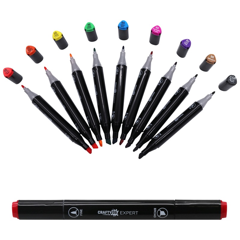 Crafty Co. Professional Dual Tip Alcohol Markers Set with Carry Case 152 Colours 5 Crafty Co. Professional Dual Tip Alcohol Markers Set with Carry Case 152 Colours