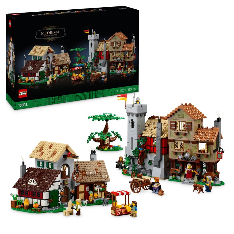 LEGO Icons 10332 Medieval Town Square Market Village Buildings Set for Adults