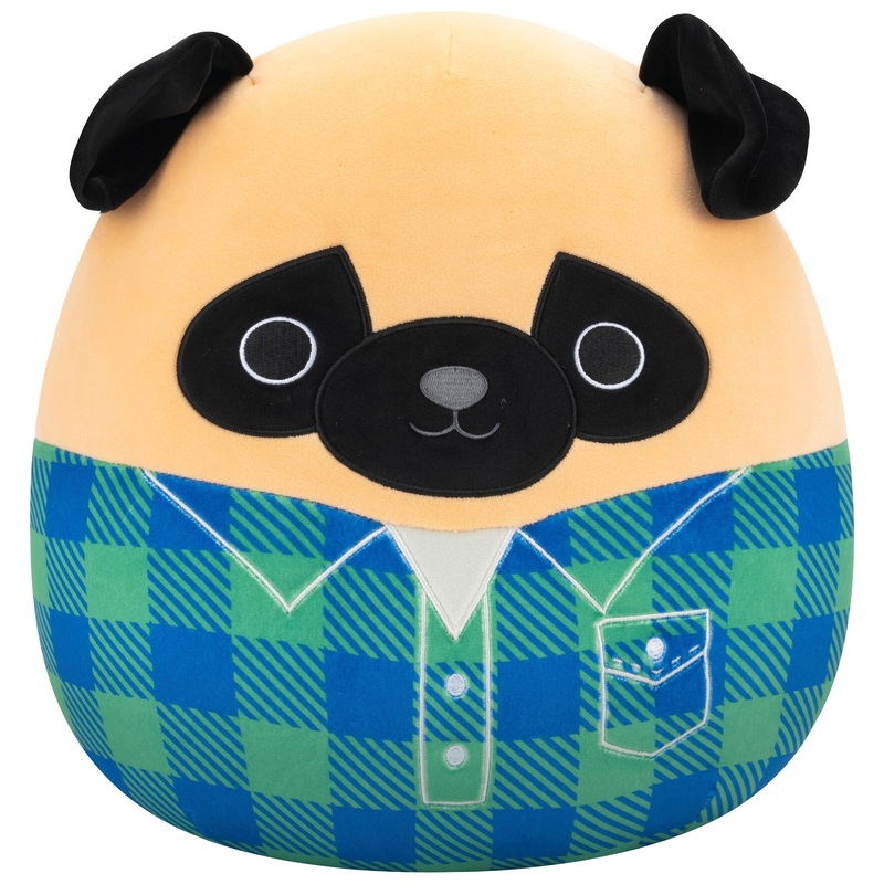 Original Squishmallows Plush Prince the Brown Pug (Plaid) 30cm