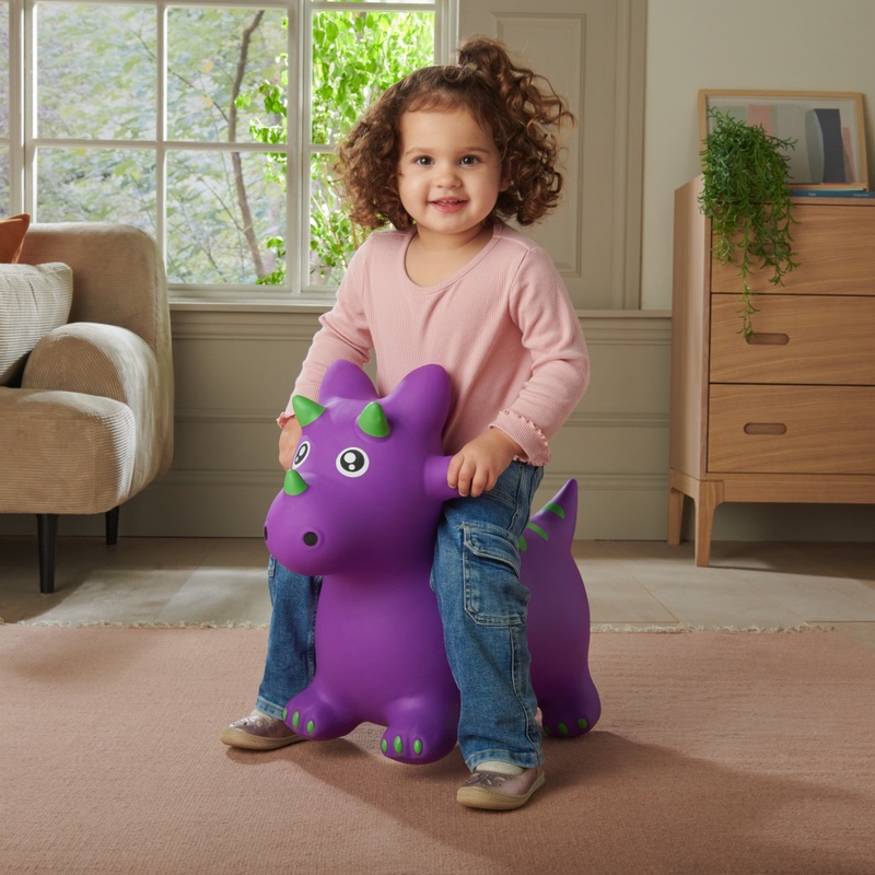 Big Steps Inflatable Jumping Dino Ride On Purple