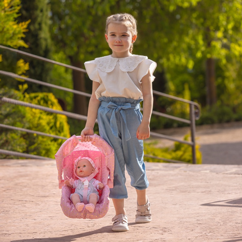 Baby Doll Carrier Seat Heart Print in Pink