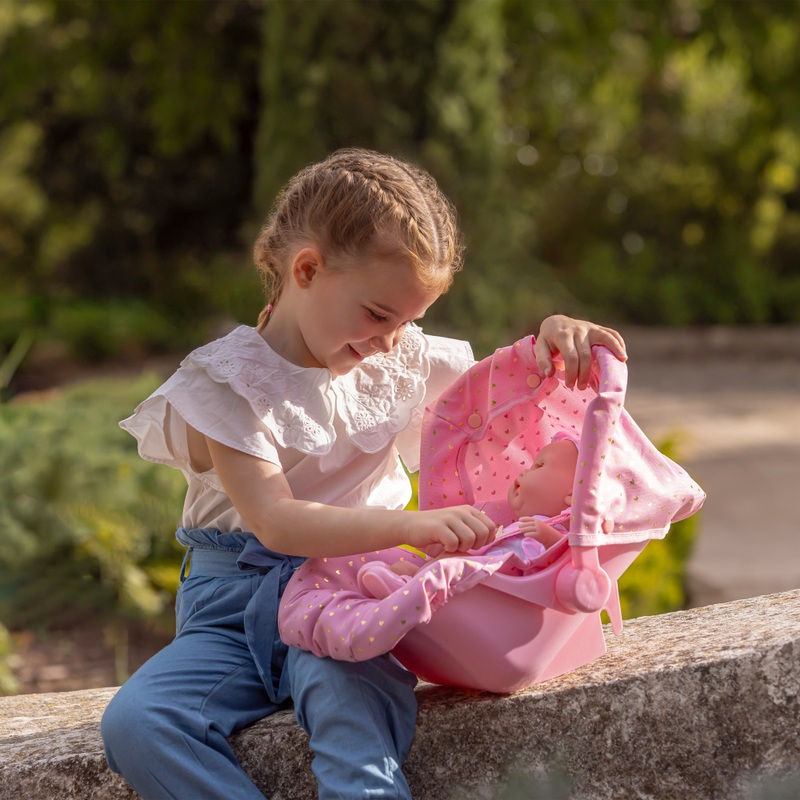 Baby Doll Carrier Seat Heart Print in Pink