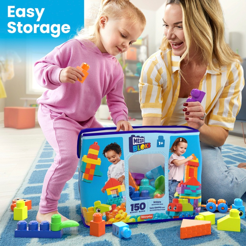MEGA Bloks Building Blocks Bigger Building Bag 150 Piece Set 4 MEGA Bloks Building Blocks Bigger Building Bag 150 Piece Set