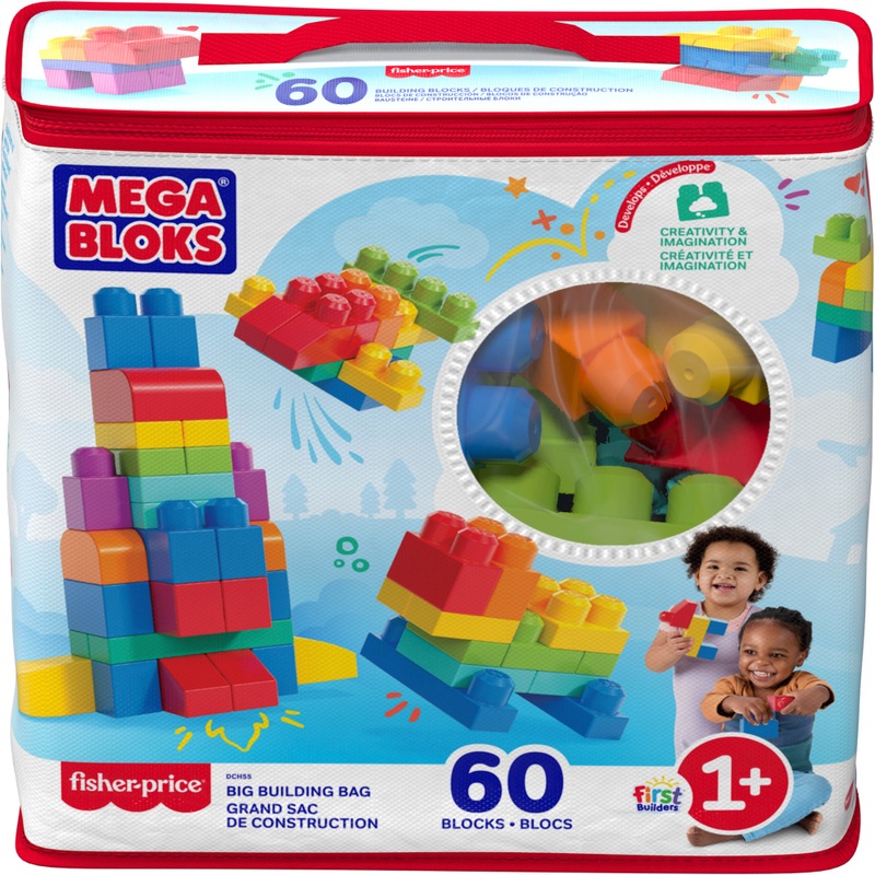 MEGA Bloks Building Blocks Classic Big Building Bag 60 Piece Set