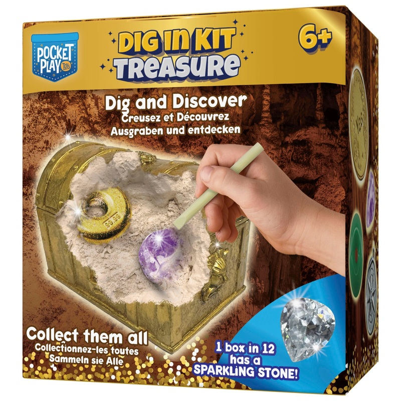 Pocket Play Dig in Kit Gold Treasure Chest
