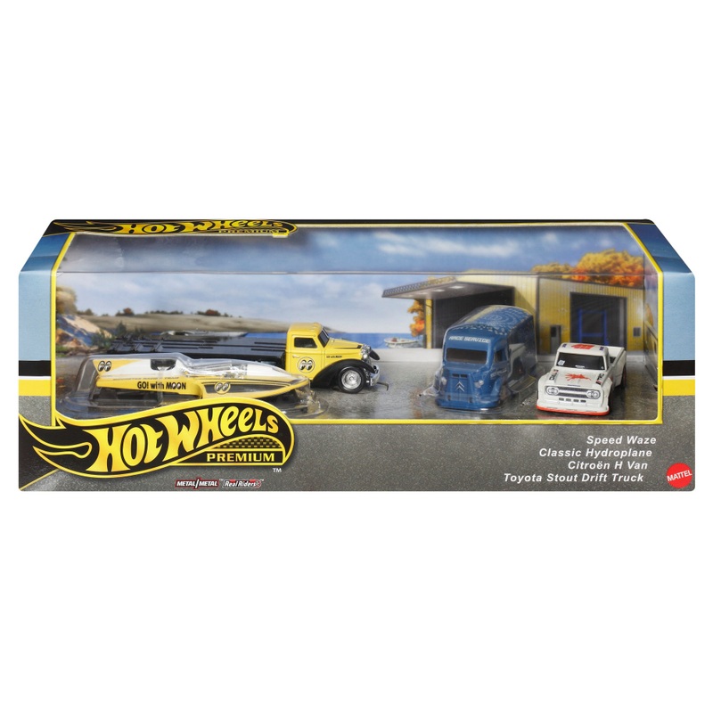 Hot Wheels Premium Collector Display Set Vintage Race Team Die-Cast Car 4 Pack