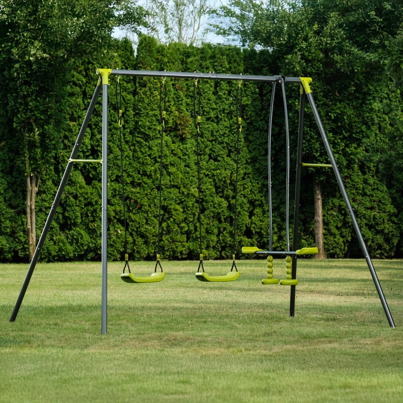 Apatou Metal Swing Set with 3 Seat Units