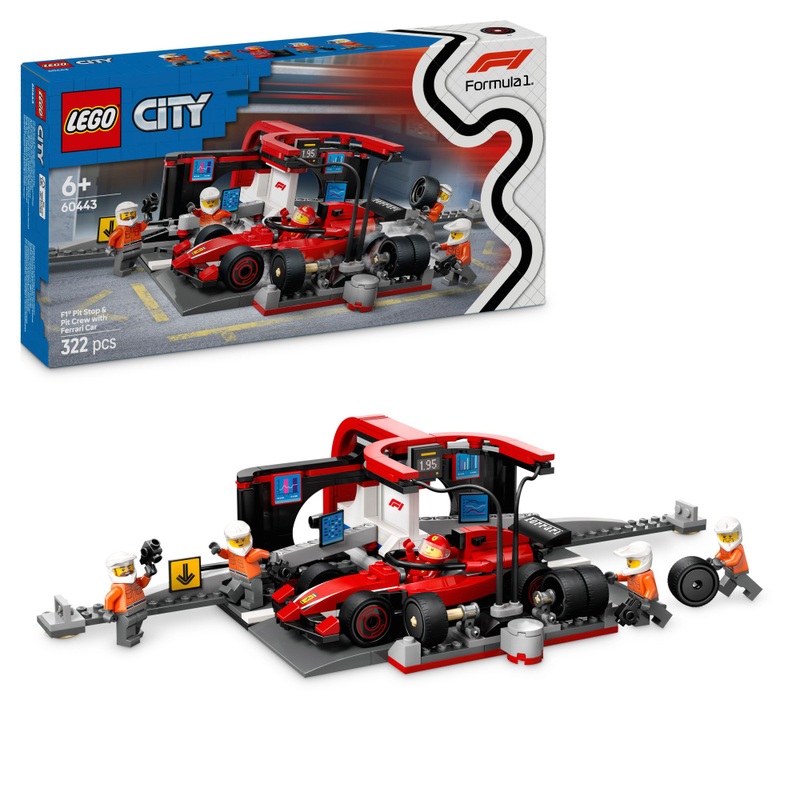 LEGO City 60443 F1 Pit Stop & Pit Crew with Ferrari Car Set