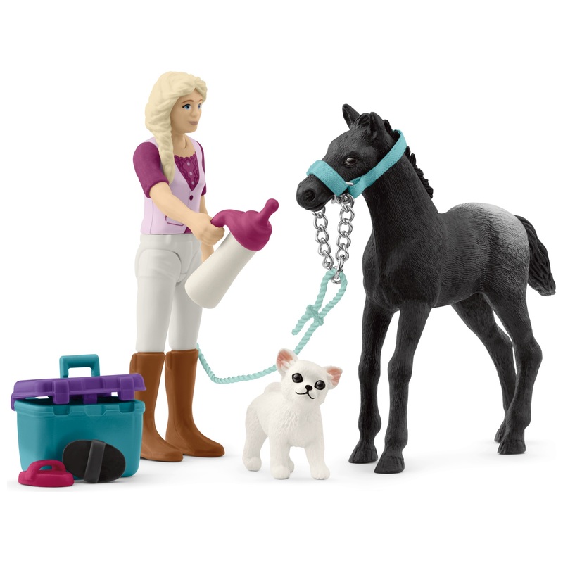 schleich Horse Club 42755 Horse Grooming with Appaloosa Foal Pocket Set