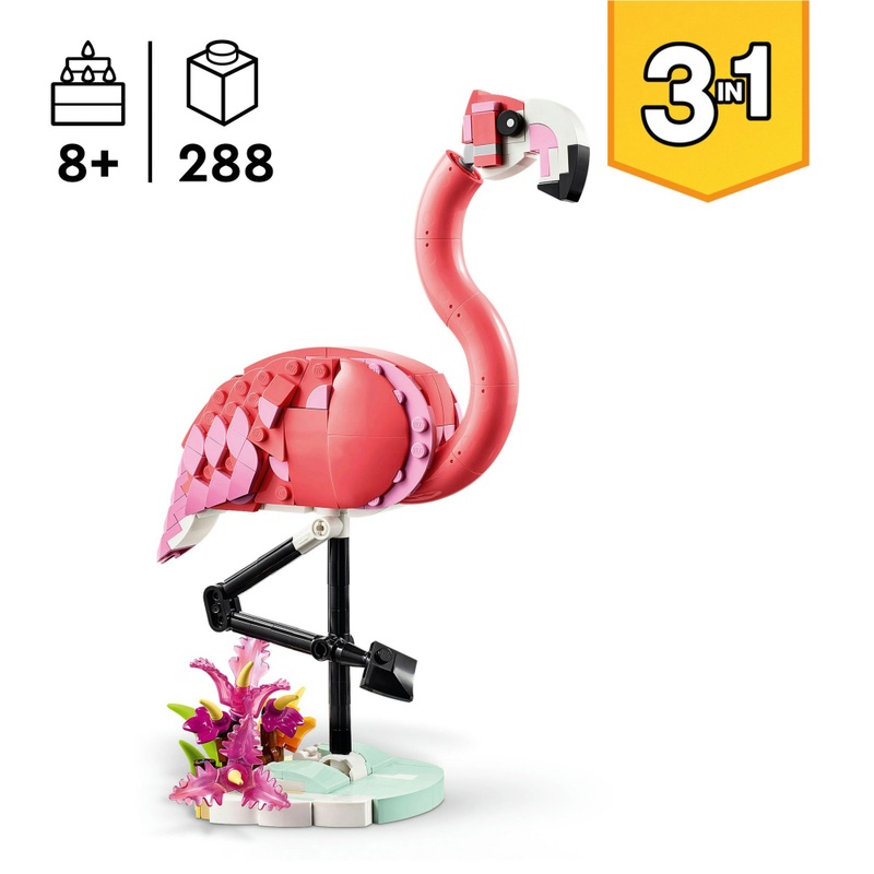 LEGO Creator 31170 3-in-1 Wild Animals: Pink Flamingo Set