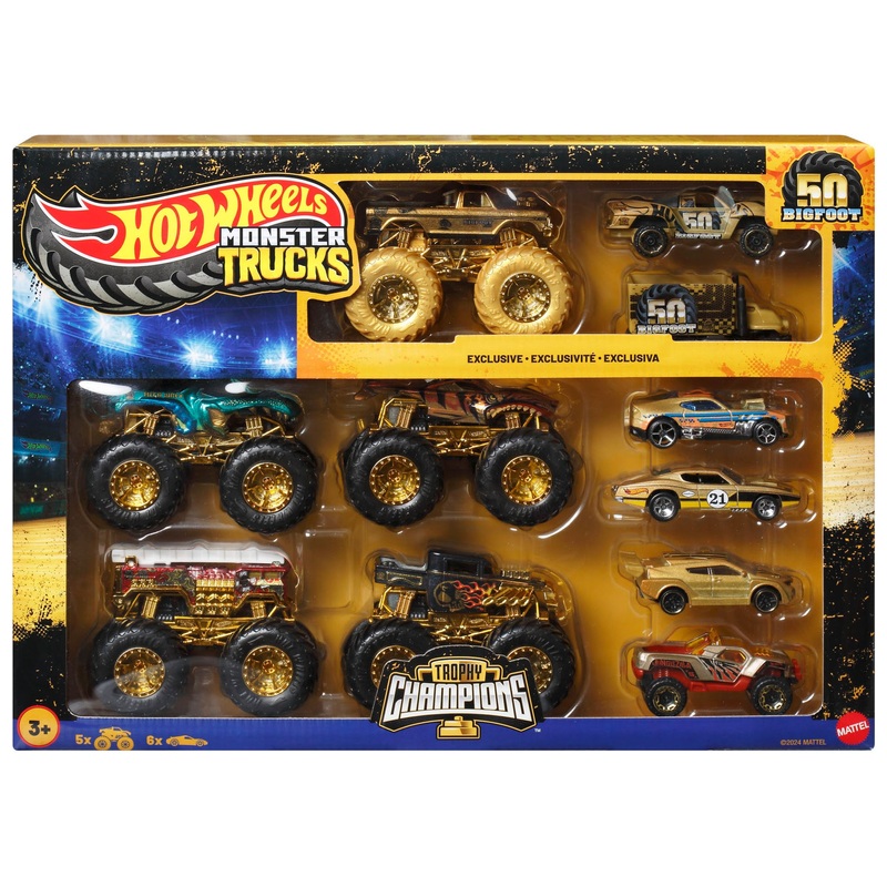 Hot Wheels Monster Trucks 1:64 Trophy Champions Collection Die-Cast Cars 11 Pack