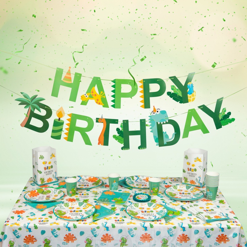 Kids Birthday Party Table Setting Dinosaur 67 Piece Set