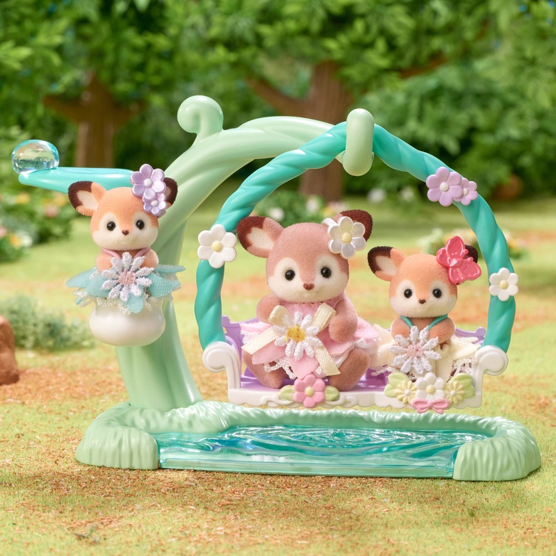 Sylvanian Families Deer Babies Floral Swing Set