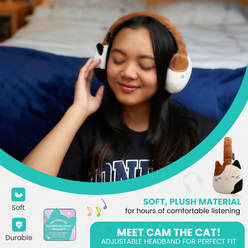 Squishmallows Bluetooth Wireless Headphones - Cam the Cat