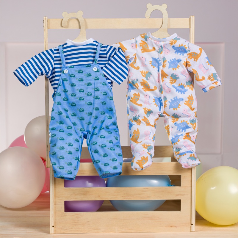 Ivy & Lily Baby Doll Onesie and Overalls Outfit 2 Pack