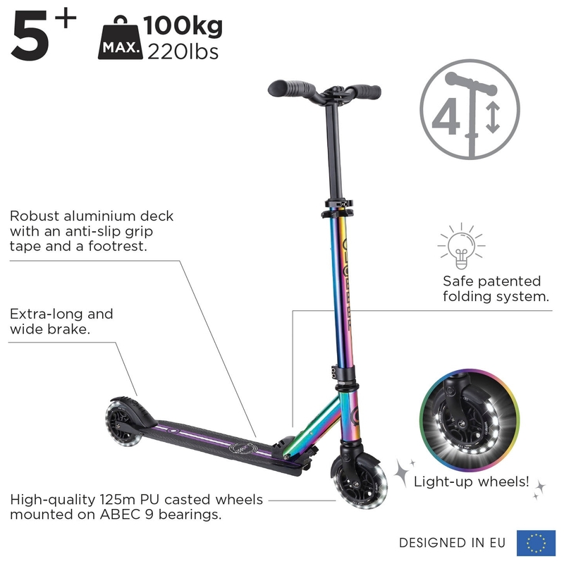 Globber Flow Element Lights Scooter Neochrome 4 Globber Flow Element Lights Scooter Neochrome
