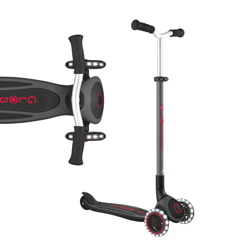 Globber Pro Lights Folding Scooter Black and Grey