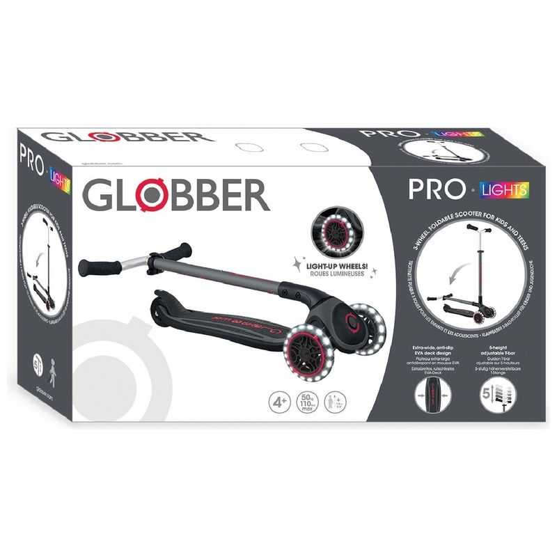 Globber Pro Lights Folding Scooter Black and Grey 5 Globber Pro Lights Folding Scooter Black and Grey