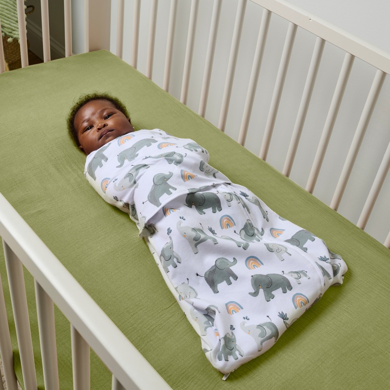SwaddleMe by Ingenuity 1.0 Tog 3-6 Months Convertible Sleeping Bag Happy Elephant