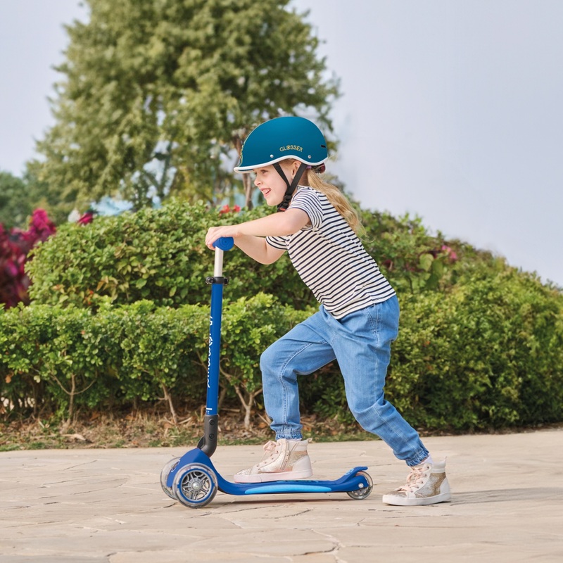 Globber Primo Plus Lights Folding Scooter Blue