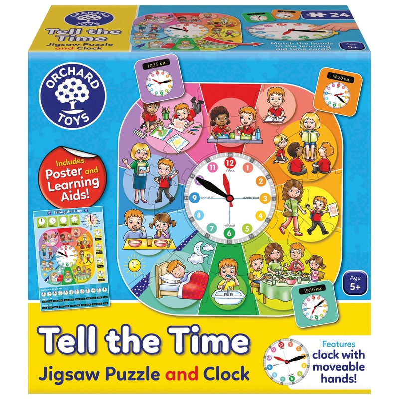 Orchard Toys Educational Game Tell the Time Jigsaw Puzzle & Clock Set