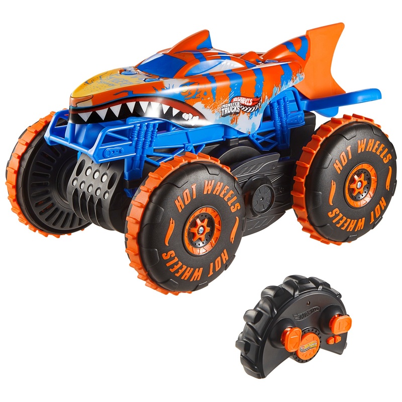 Hot Wheels Monster Trucks Sharks vs. Dinos 1:15 Remote Control Tiger Shark Climber