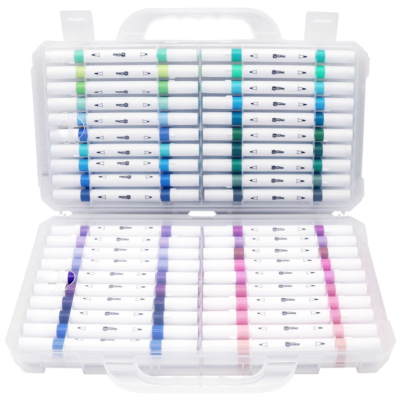 Crafty Co. Dual Tip Acrylic Markers with Storage Case Set 80 Piece