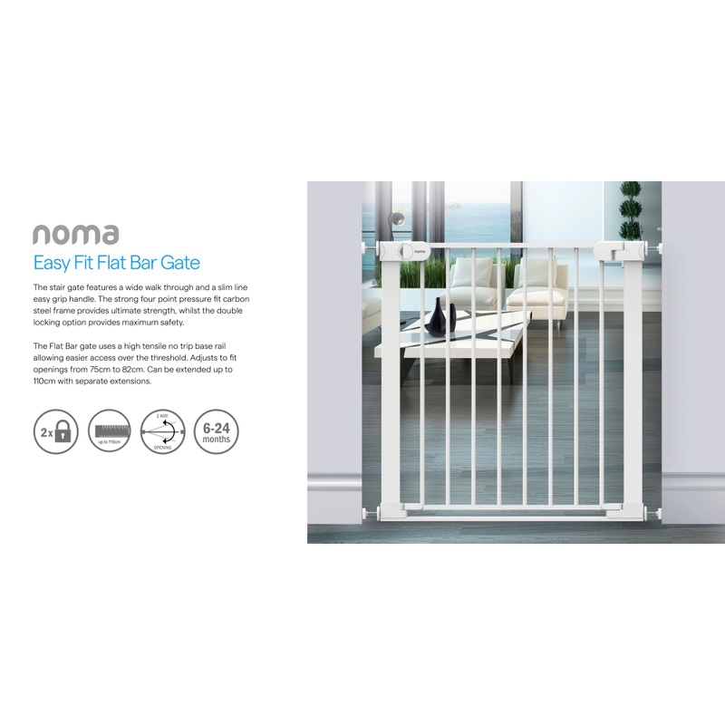 Noma Flat Step Pressure Fit Stair Gate White 4 Noma Flat Step Pressure Fit Stair Gate White