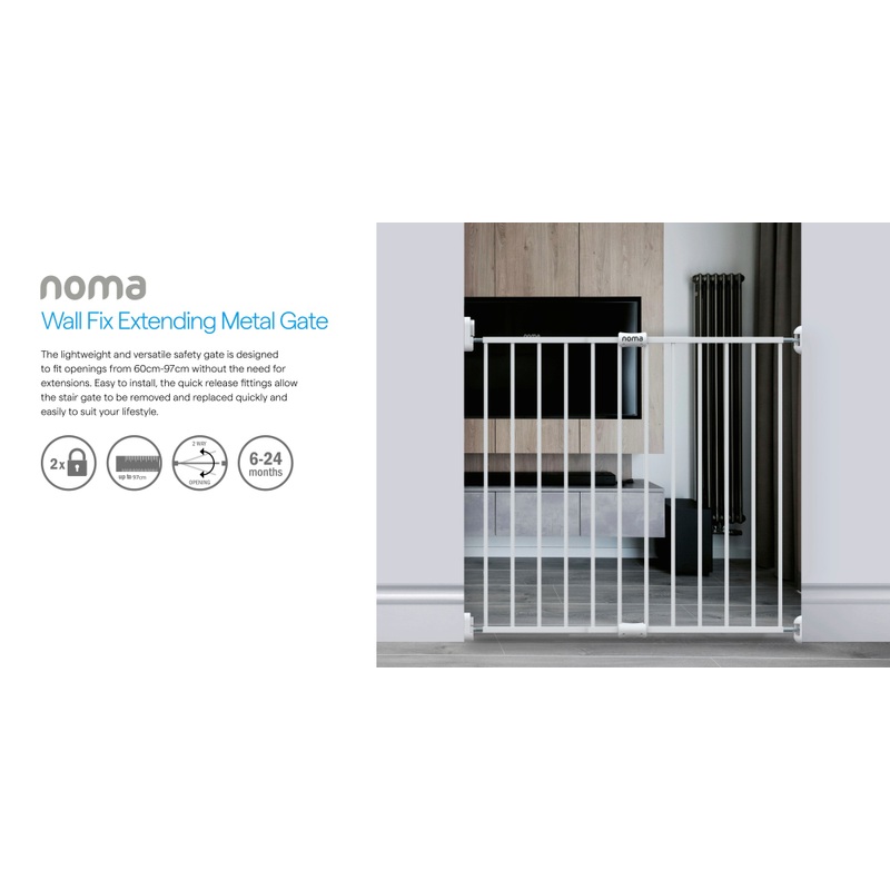 Noma Wall Fix Extending Stair Gate White