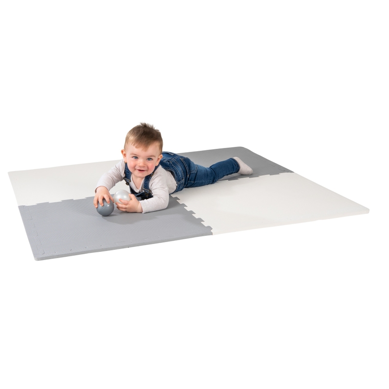 Play Factory Grey and White Foam Baby Play Mat Tiles 4 Pieces