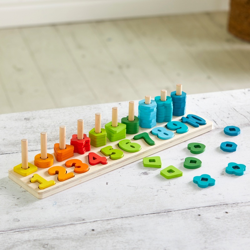 Squirrel Play Wooden Counting Shape Sorter 65 Pieces