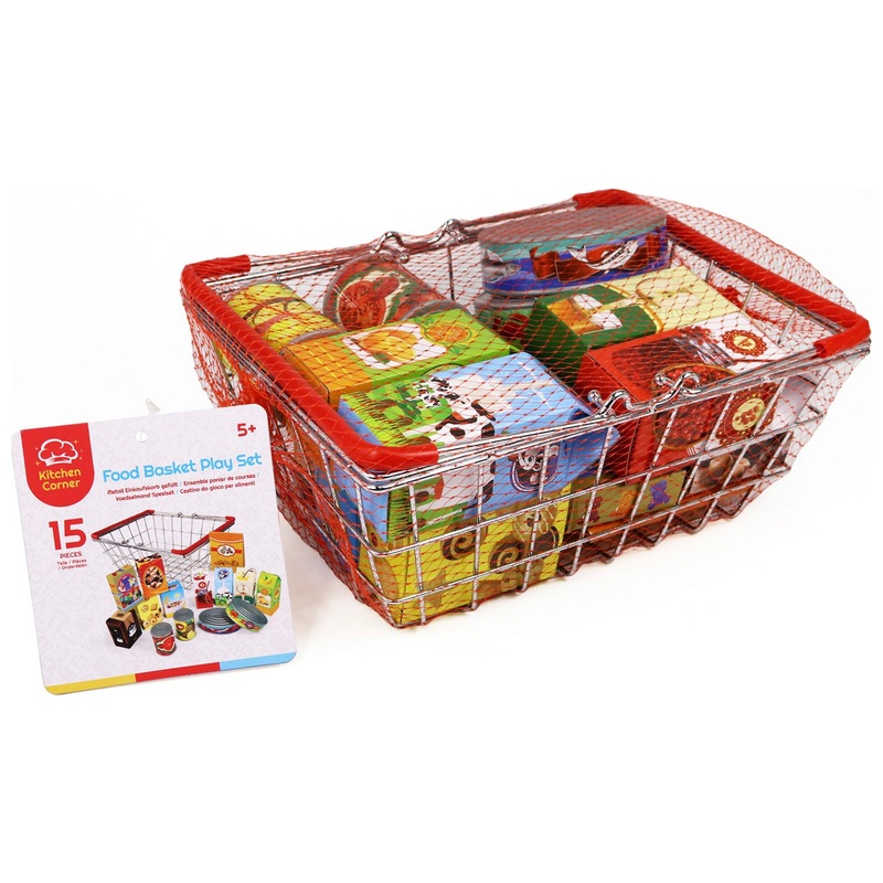 Kitchen Corner Shopping Basket Play Food Set 15 Pieces